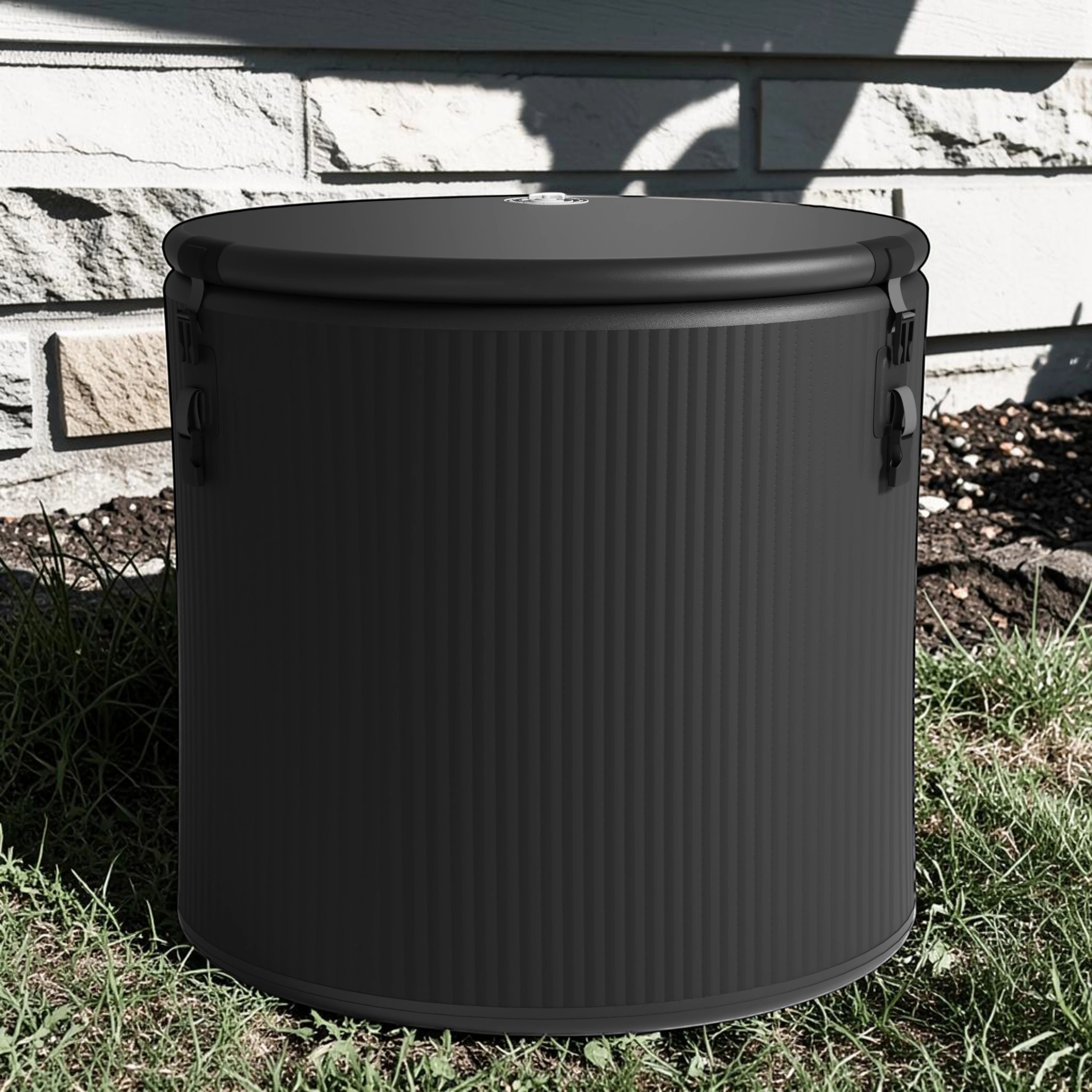 Garvnive Black Inflatable Ice Bath Tub with Lid for Outdoor Cold Water Soaks and Recovery.