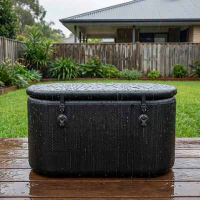 Garvnive Black Reinforced PVC Ice Bath Tub Insulated Lid, ideal for outdoor cold therapy recovery.